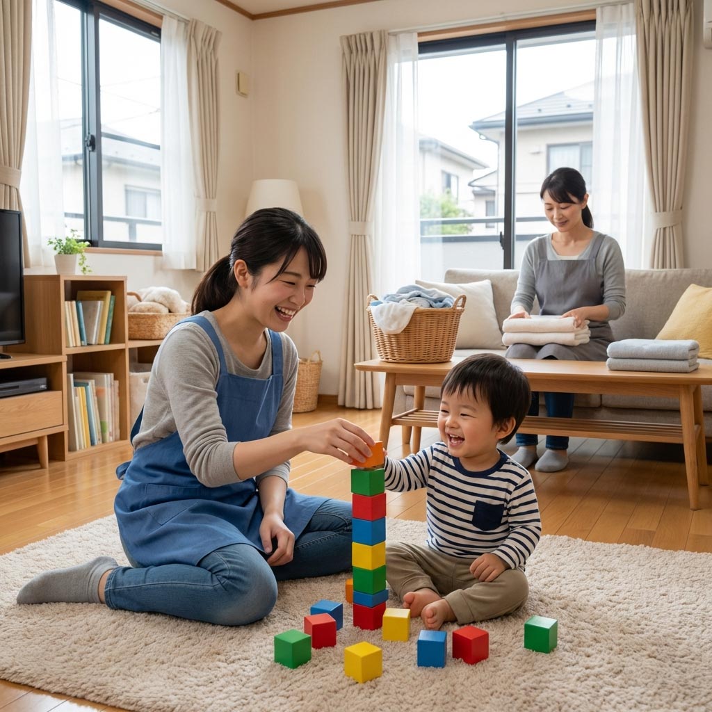 保育と家事を分離した2名体制。安心・安全のイメージ